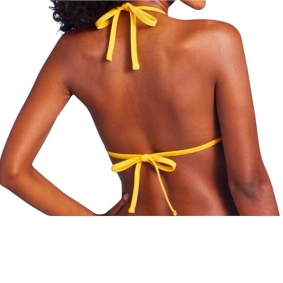 * NWT Shade & Shore Medium (8-10) Yellow Crochet Bikini Triangle Swim Top - Picture 4 of 9